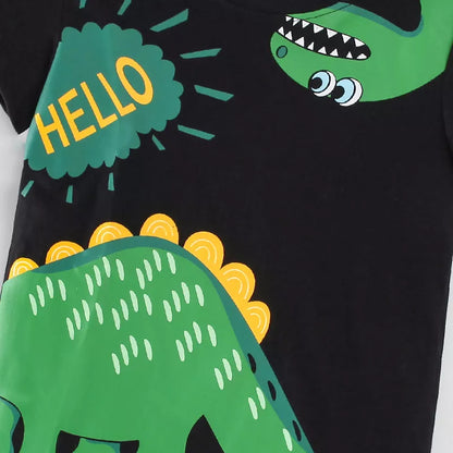 Camiseta De Manga Corta Con Estampado De Dinosaurios Para Niños En Verano