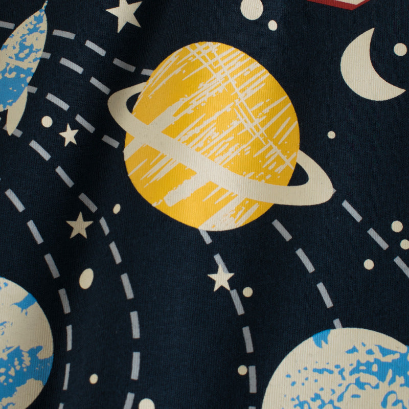 Camisetas de Sistema Solar de Manga Corta con Cuello Redondo para Niños