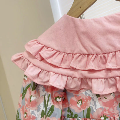 Vestidos Otoñales De Manga Larga Con Solapas Florales Para Niñas