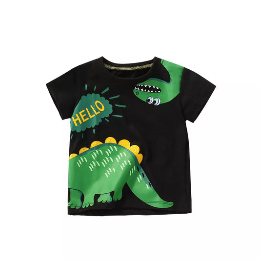 Camiseta De Manga Corta Con Estampado De Dinosaurios Para Niños En Verano