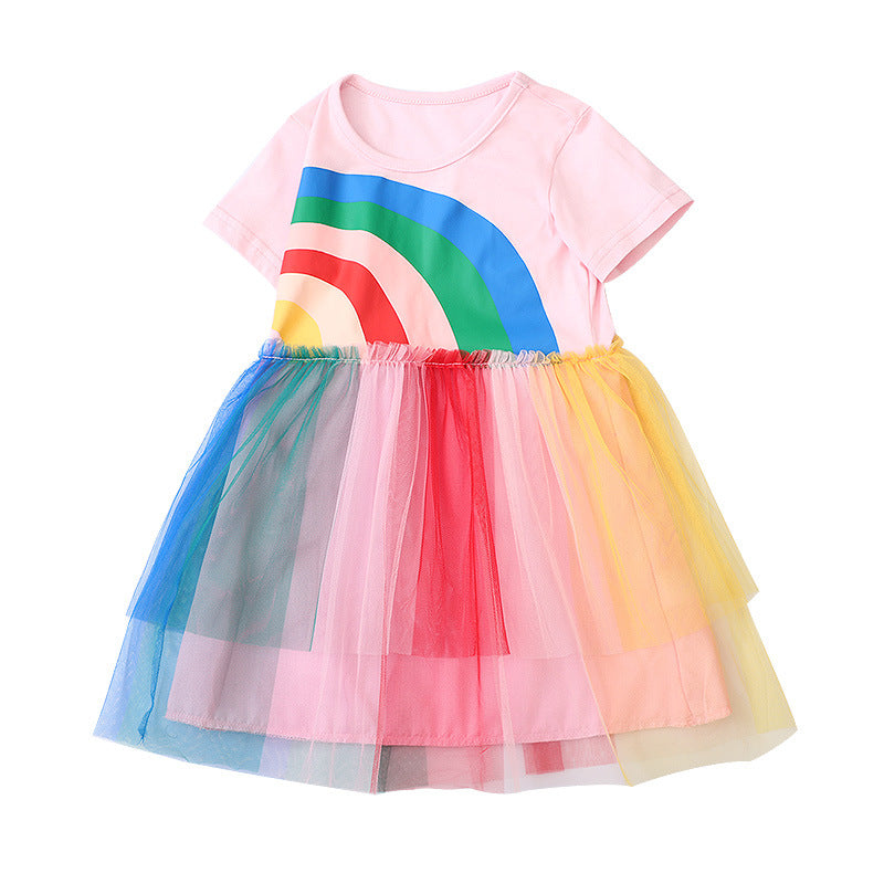 Vestido Tutú de Arco Íris para Bebé Niñas en Verano Adorable y Colorido