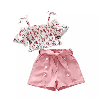 Conjunto de Top sin Mangas y Pantalones Cortos de Verano para Bebé Niña