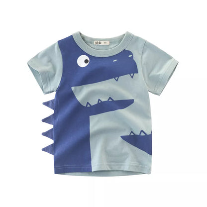 Camiseta de Manga Corta de Dinosaurios para Niños en verano