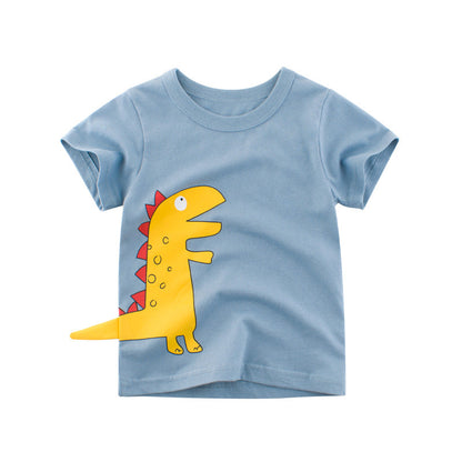 Camiseta De Manga Corta Con Estampado De Dinosaurios Para Niño
