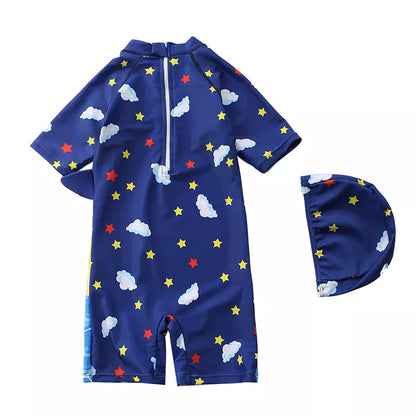 Traje de baño de una pieza 2023 Summer Boys' Cartoon Surf Shark