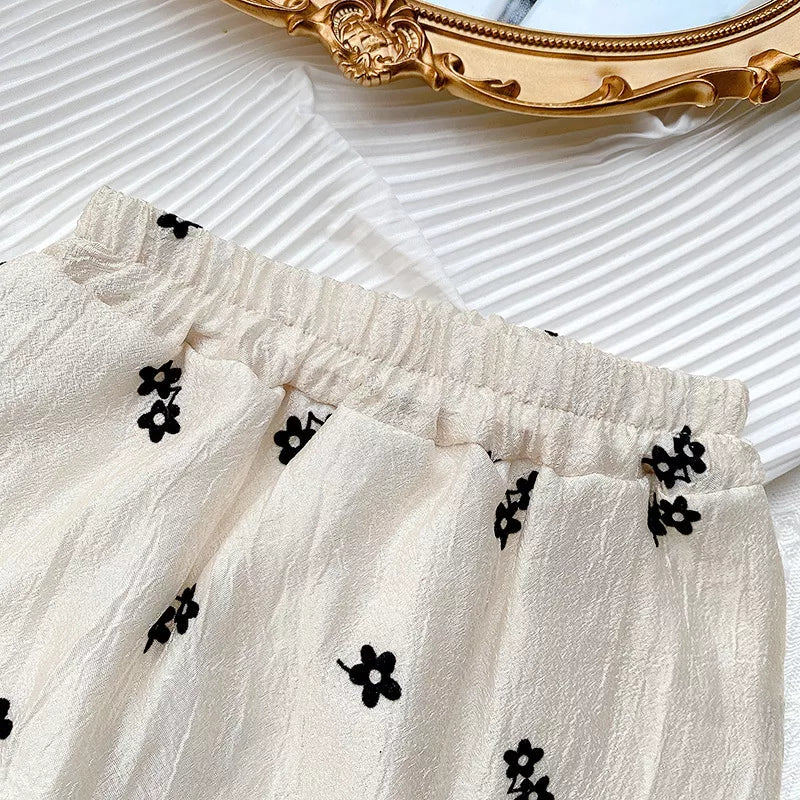 Conjunto De Verano Para Niña De Manga Corta Y Falda