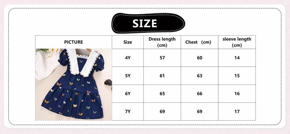 Vestido De Verano Para Bebé Niña Con Estampado De Mariposas Y Solapa De Encaje