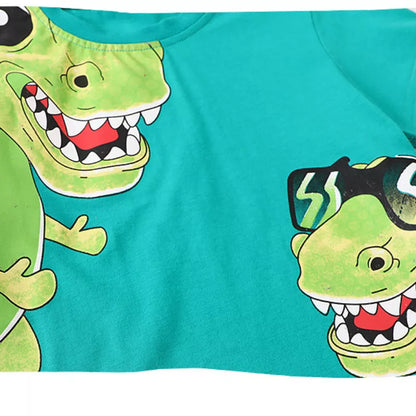 Conjunto de Camisetas de Manga Corta con Cuello Redondo y Pantalones Cortos para Niños con Estampado de Dinosaurios