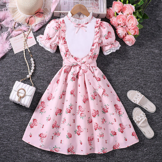 Vestido De Encaje Floral De Verano Para Niñas